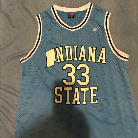 Larry Bird, Indiana state Sycamore college basketball jersey size L like new - Picture 2 of 5